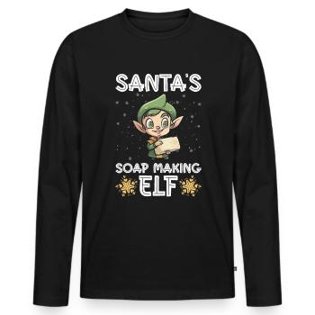 Soap making Christmas soap boiler saying - Men's Premium Organic Long Sleeve Shirt - black - Front - Nico (187cm)