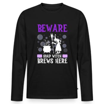 Soap making Halloween soap boiler saying - Men's Premium Organic Long Sleeve Shirt - black - Front - Nico (187cm)
