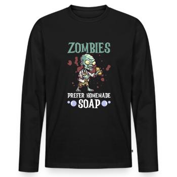Soap making Halloween soap boiler saying - Men's Premium Organic Long Sleeve Shirt - black - Front - Nico (187cm)
