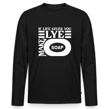 savon fabrication savon savonnière savonnerie savon chaudière - T-shirt manches longues Premium bio Homme - noir - Devant - Nico (187cm)