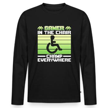 37 Gamer In The Chair Champ Everywhere - T-shirt manches longues Premium bio Homme - noir - Devant - Nico (187cm)