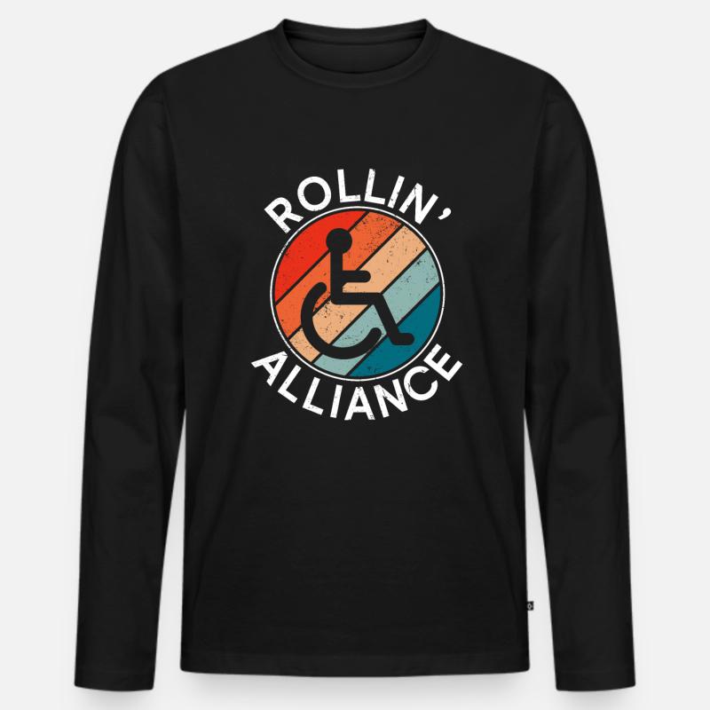 Rollstuhlfahrer Rollstuhl Behinderung Lustig - Männer Premium Bio Langarmshirt - Schwarz