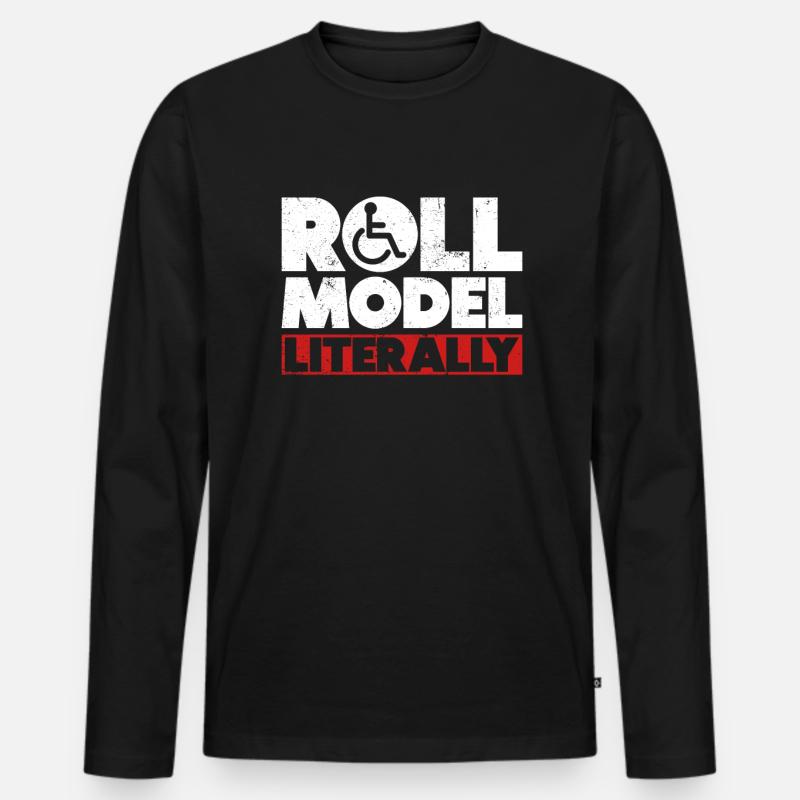 Rollstuhlfahrer Rollstuhl Behinderung Lustig - Männer Premium Bio Langarmshirt - Schwarz