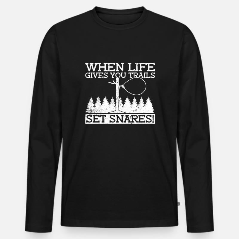 Tierfalle Drahtschlingenfalle - Männer Premium Bio Langarmshirt - Schwarz