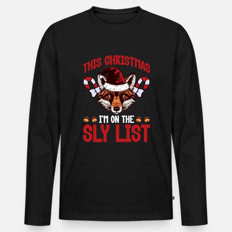 Lustige Fuchs-Weihnachtsgeschenke - Männer Premium Bio Langarmshirt - Schwarz