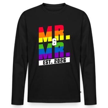Gay Pride Wedding 2026 Gay Marriage - Men's Premium Organic Long Sleeve Shirt - black - Front - Nico (187cm)