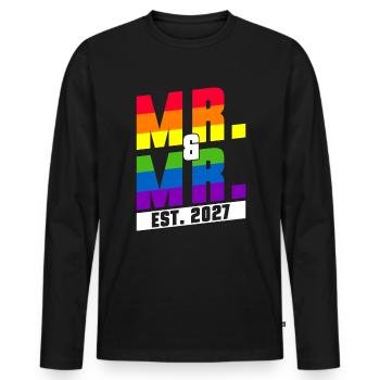 Gay Pride Hochzeit 2027 Homo-Ehe - Männer Premium Bio Langarmshirt - Schwarz - Vorne - Nico (187cm)