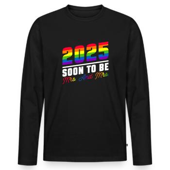 Gay Pride Wedding 2025 Lesbische Homo-Ehe - Männer Premium Bio Langarmshirt - Schwarz - Vorne - Nico (187cm)