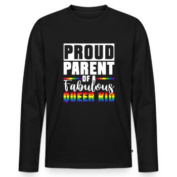 Gay Pride Fiers Parents Fils Gay - T-shirt manches longues Premium bio Homme - noir - Devant - Nico (187cm)