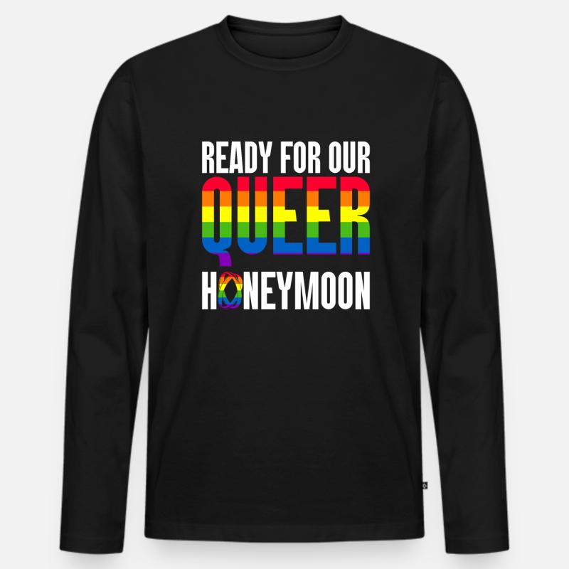 Gay Pride Hochzeit Homo-Ehe - Männer Premium Bio Langarmshirt - Schwarz