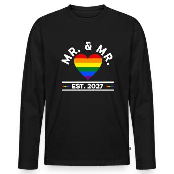 Gay Pride Hochzeit 2027 Homo-Ehe - Männer Premium Bio Langarmshirt - Schwarz - Vorne - Nico (187cm)