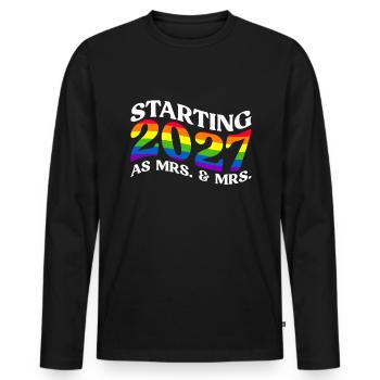 Gay Pride 2027 Hochzeit Homo-Ehe - Männer Premium Bio Langarmshirt - Schwarz - Vorne - Nico (187cm)