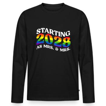 Gay Pride 2028 Hochzeit Homo-Ehe - Männer Premium Bio Langarmshirt - Schwarz - Vorne - Nico (187cm)