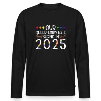 Queer Fairytale 2025 Hochzeit Homo-Ehe - Männer Premium Bio Langarmshirt - Schwarz - Vorne - Nico (187cm)
