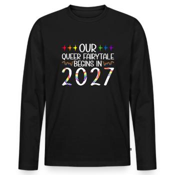 Queer Fairytale 2027 Hochzeit Homo-Ehe - Männer Premium Bio Langarmshirt - Schwarz - Vorne - Nico (187cm)