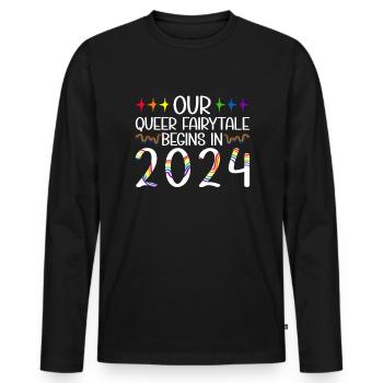 Queer Fairytale 2024 Hochzeit Homo-Ehe - Männer Premium Bio Langarmshirt - Schwarz - Vorne - Nico (187cm)