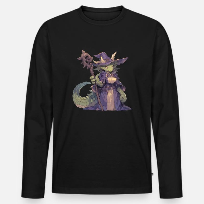 Drachenhexe Halloween Drache Kinder - Männer Premium Bio Langarmshirt - Schwarz