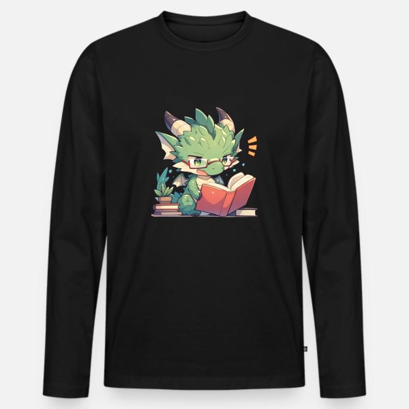 Drachen-Lesebuch-Schule Drachenkinder - Männer Premium Bio Langarmshirt - Schwarz