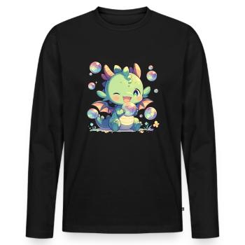 Dragon Bubbles Kawaii Dragon Enfants - T-shirt manches longues Premium bio Homme - noir - Devant - Nico (187cm)