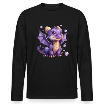Dragon Kawaii Dragon Kids - Men's Premium Organic Long Sleeve Shirt - black - Front - Nico (187cm)