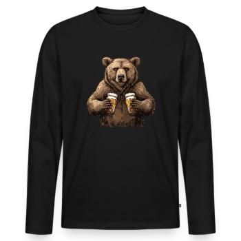 Grizzly Bear Bière Halloween Ours Brun - T-shirt manches longues Premium bio Homme - noir - Devant - Nico (187cm)
