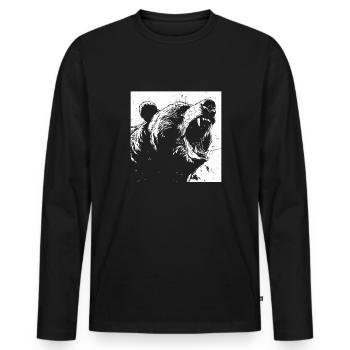 Grizzly Ours brun Ours brun - T-shirt manches longues Premium bio Homme - noir - Devant - Nico (187cm)
