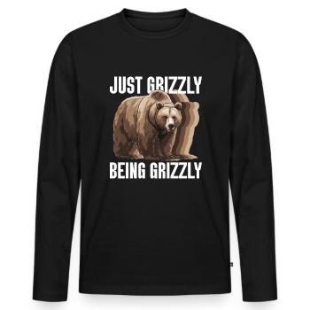 Grizzly Ours brun Ours brun - T-shirt manches longues Premium bio Homme - noir - Devant - Nico (187cm)