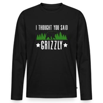 Grizzly Ours brun Ours brun - T-shirt manches longues Premium bio Homme - noir - Devant - Nico (187cm)