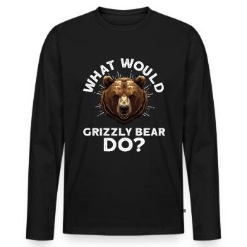 Grizzly Ours brun Ours brun - T-shirt manches longues Premium bio Homme - noir - Devant - Nico (187cm)