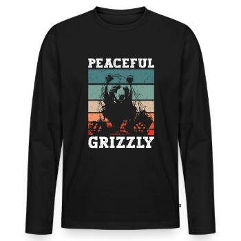 Grizzly Ours brun Ours brun - T-shirt manches longues Premium bio Homme - noir - Devant - Nico (187cm)