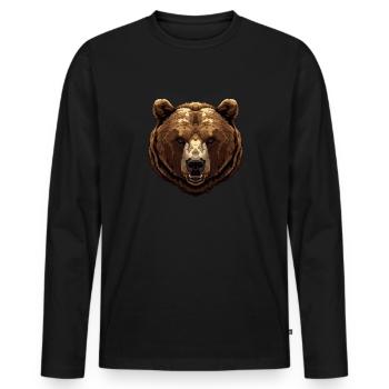 Grizzly Ours brun Ours brun - T-shirt manches longues Premium bio Homme - noir - Devant - Nico (187cm)