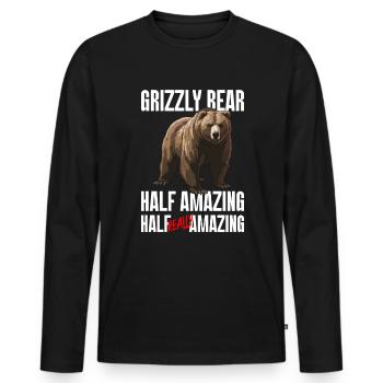Grizzly Ours brun Ours brun - T-shirt manches longues Premium bio Homme - noir - Devant - Nico (187cm)