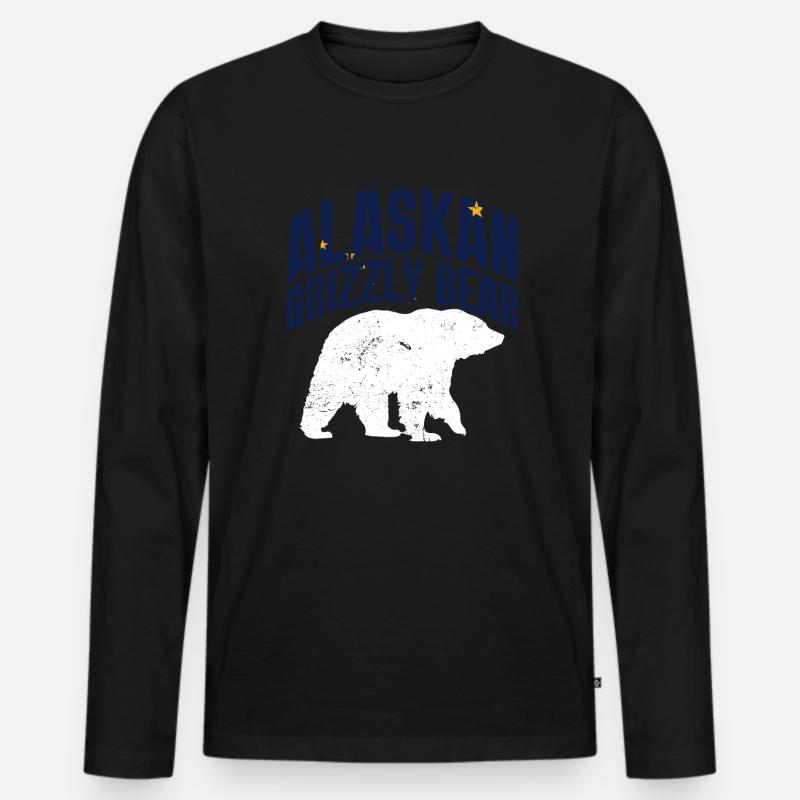 Grizzlybär Alaska Braunbär Bär - Männer Premium Bio Langarmshirt - Schwarz