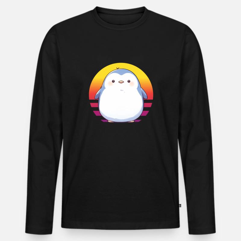 Pinguin Kawaii Pinguin Niedlich - Männer Premium Bio Langarmshirt - Schwarz