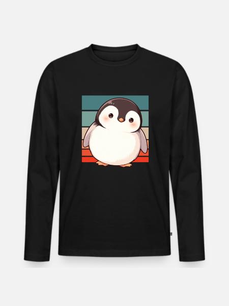 Pingouin Kawaii Pingouin Mignon - T-shirt manches longues Premium bio Homme - noir