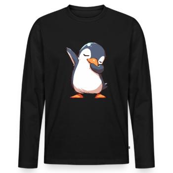 Pingouin Sondage Kawaii Pingouin Mignon - T-shirt manches longues Premium bio Homme - noir - Devant - Nico (187cm)