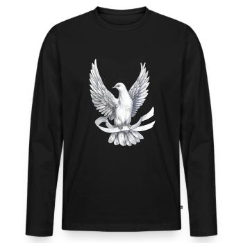 Lungenkrebs-Bewusstseinsmonat Weiße Schleife - Männer Premium Bio Langarmshirt - Schwarz - Vorne - Nico (187cm)