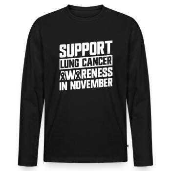 Lungenkrebs-Bewusstseinsmonat Weiße Schleife - Männer Premium Bio Langarmshirt - Schwarz - Vorne - Nico (187cm)
