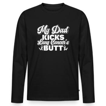 Ruban blanc du Mois de la sensibilisation au cancer du poumon - T-shirt manches longues Premium bio Homme - noir - Devant - Nico (187cm)