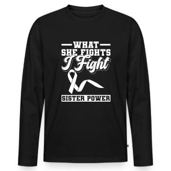 Lung Cancer Awareness Month White Ribbon - Men's Premium Organic Long Sleeve Shirt - black - Front - Nico (187cm)