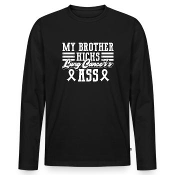 Lungenkrebs-Bewusstseinsmonat Weiße Schleife - Männer Premium Bio Langarmshirt - Schwarz - Vorne - Nico (187cm)