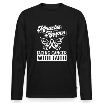 Lungenkrebs-Bewusstseinsmonat Weiße Schleife - Männer Premium Bio Langarmshirt - Schwarz - Vorne - Nico (187cm)