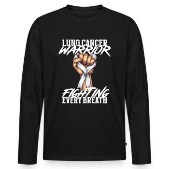 Lung Cancer Warrior Lung Cancer Awareness - Men's Premium Organic Long Sleeve Shirt - black - Front - Nico (187cm)