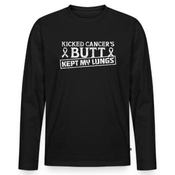 Lung Cancer Free Lung Cancer Awareness - Men's Premium Organic Long Sleeve Shirt - black - Front - Nico (187cm)