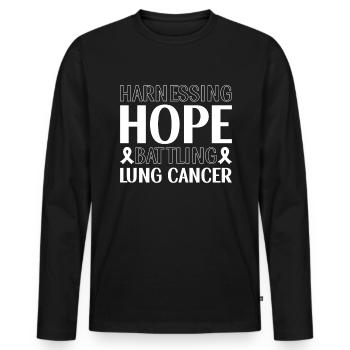 Lung Cancer Warrior Lung Cancer Awareness - Men's Premium Organic Long Sleeve Shirt - black - Front - Nico (187cm)