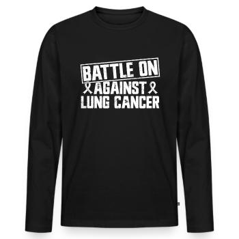 Lung Cancer Warrior Lung Cancer Awareness - Men's Premium Organic Long Sleeve Shirt - black - Front - Nico (187cm)