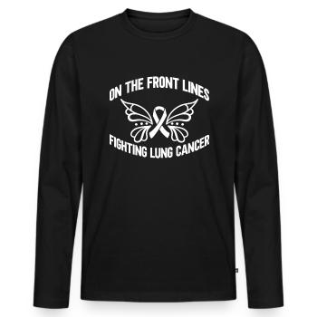 Lung Cancer Warrior Lung Cancer Awareness - Men's Premium Organic Long Sleeve Shirt - black - Front - Nico (187cm)