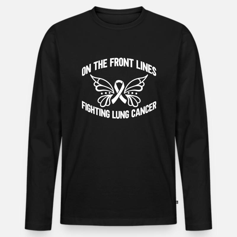 Lungenkrebs-Krieger Lungenkrebs-Bewusstsein - Männer Premium Bio Langarmshirt - Schwarz