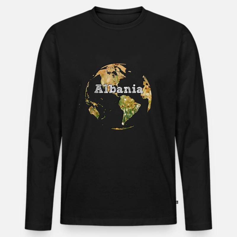 Made in Albania41 - Männer Premium Bio Langarmshirt - Schwarz