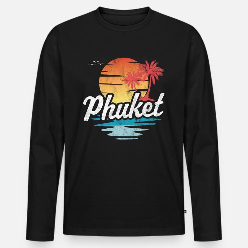 Phuket - Männer Premium Bio Langarmshirt - Schwarz